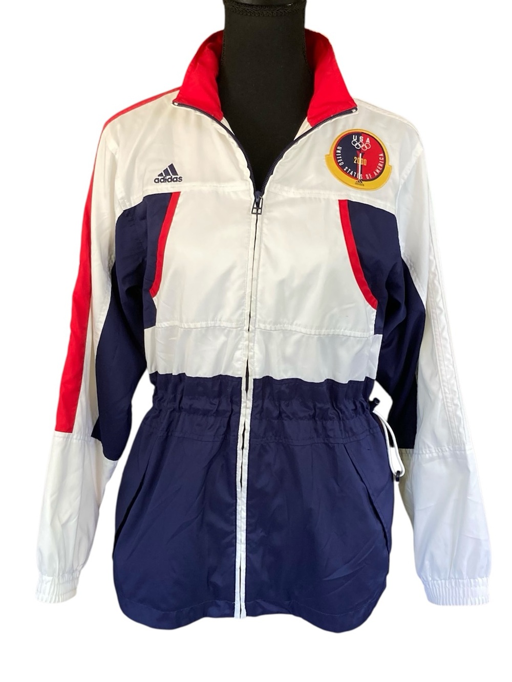 Vtg Adidas 2000 Olympics Sydney USA Red White Blue Full Zip Windbreaker Unisex